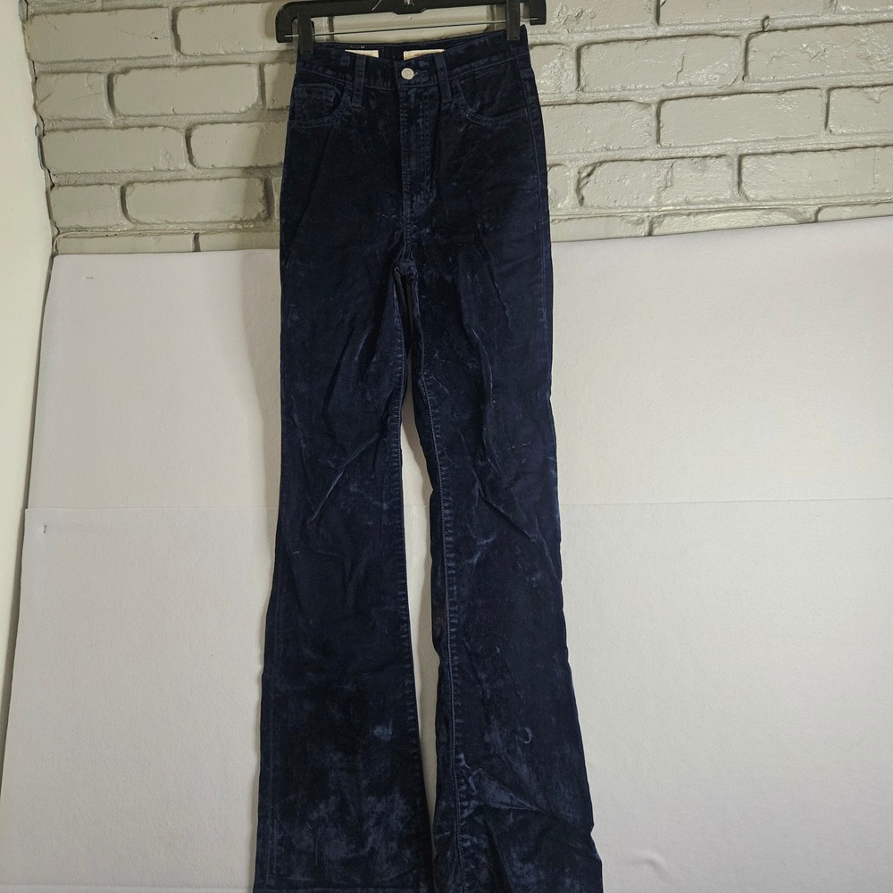 Levis Premium Ribcage Boot Velvet Pants Navy Blue High Rise 23x33‎ 36939-0000
